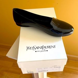 Brand New YSL Black Patent Leather Loafers, size 38